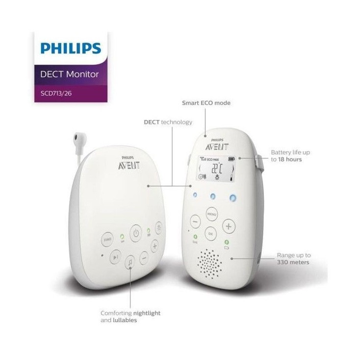 Philips Avent scd713/26 Babyphone, Blanc
