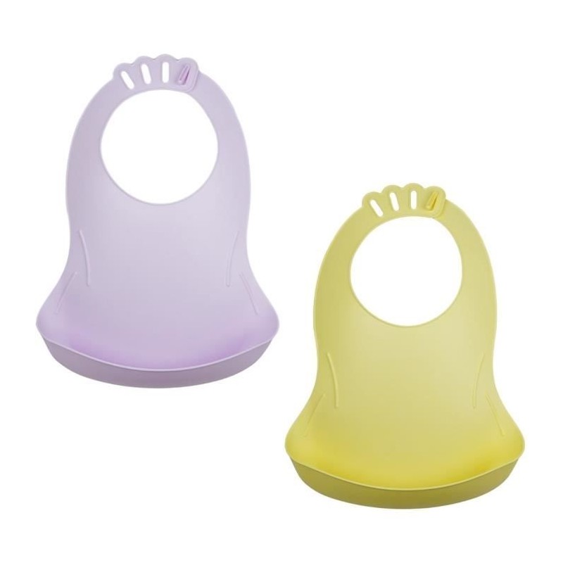 Lot de 2 bavoirs - THERMOBABY - BIBOU - Lilas et Citron - Ajustables e