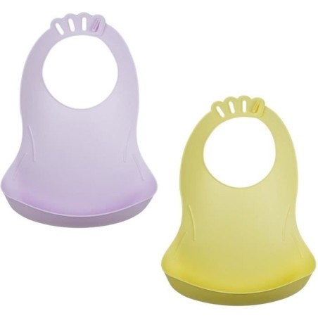 Lot de 2 bavoirs - THERMOBABY - BIBOU - Lilas et Citron - Ajustables e