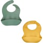 Lot de 2 bavoirs - THERMOBABY - Silicone - Vert Cactus et Jaune Miel - Etanches et réglables
