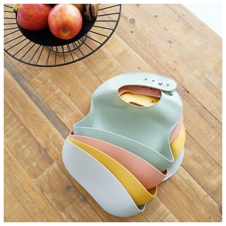 Lot de 2 bavoirs - THERMOBABY - Silicone - Vert Cactus et Jaune Miel - Etanches et réglables Lot de 2 bavoirs - THERMOBABY - Silicone - Vert Cactus et Jaune Miel - Etanches et réglables