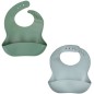 Lot de 2 bavoirs - THERMOBABY - Silicone - Vert Cactus et Gris - Etanches et réglables
