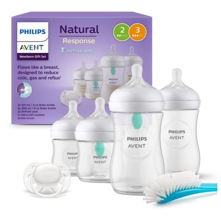 Kit nouveau-né - PHILIPS AVENT - Natural 3.0 AirFree - 2 Biberons 125ml + 2 Biberons 260ml + Sucettes Ultra Douce 0-6M Kit nouveau-né - PHILIPS AVENT - Natural 3.0 AirFree - 2 Biberons 125ml + 2 Biberons 260ml + Sucettes Ultra Douce 0-6M