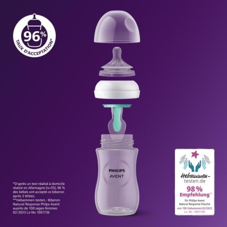 Kit nouveau-né - PHILIPS AVENT - Natural 3.0 AirFree - 2 Biberons 125ml + 2 Biberons 260ml + Sucettes Ultra Douce 0-6M