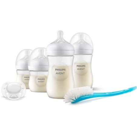 Kit nouveau-né - PHILIPS AVENT - Natural 3.0 - 2 Biberons 125ml + 2 Biberons 260ml + Sucette Ultra Douce 0-6M + Goupillon