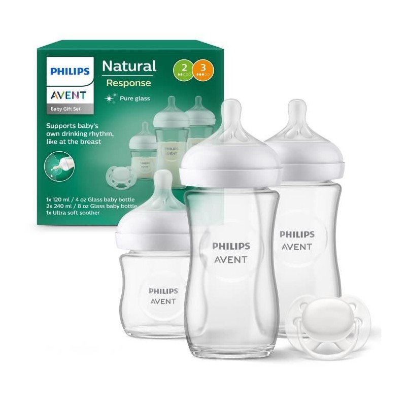 Kit nouveau-né - PHILIPS AVENT - Natural Verre 3.0 - Biberon Verre 12