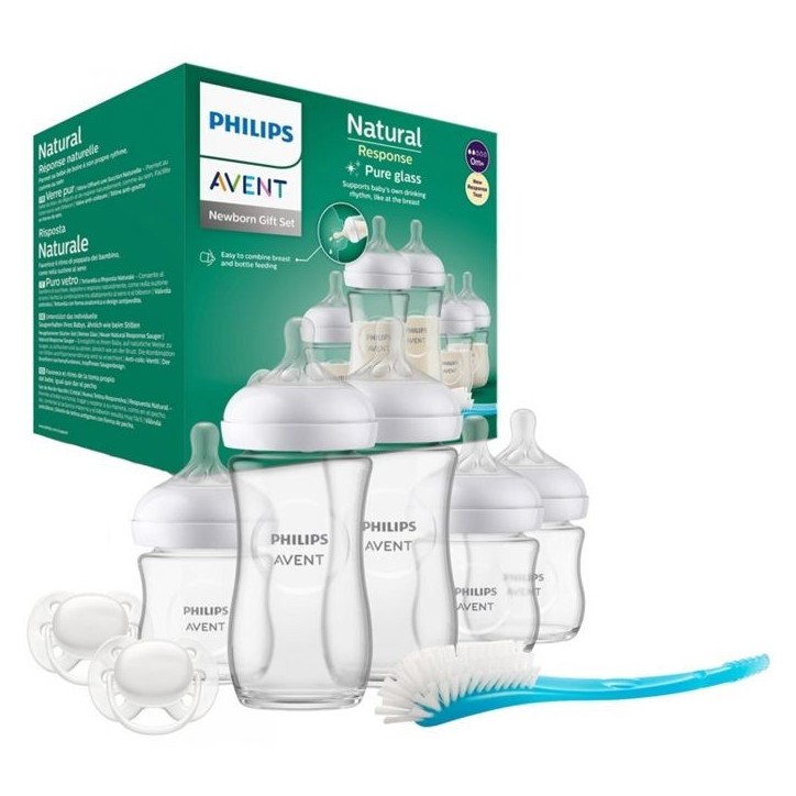 Kit nouveau-né - PHILIPS AVENT - Natural Verre 3.0 - 3 Biberons 120ml + 2 Biberons 240ml + Sucettes Ultra Douce 0-6M + Goupillo Kit nouveau-né - PHILIPS AVENT - Natural Verre 3.0 - 3 Biberons 120ml + 2 Biberons 240ml + Sucettes Ultra Douce 0-6M + Goupillo