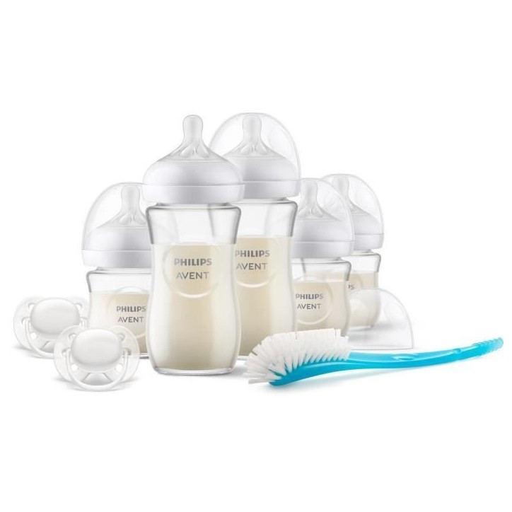Kit nouveau-né - PHILIPS AVENT - Natural Verre 3.0 - 3 Biberons 120ml + 2 Biberons 240ml + Sucettes Ultra Douce 0-6M + Goupillo Kit nouveau-né - PHILIPS AVENT - Natural Verre 3.0 - 3 Biberons 120ml + 2 Biberons 240ml + Sucettes Ultra Douce 0-6M + Goupillo