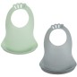 Lot de 2 bavoirs - THERMOBABY - BIBOU - Vert Céladon et Gris Charme - Ajustables et étanches