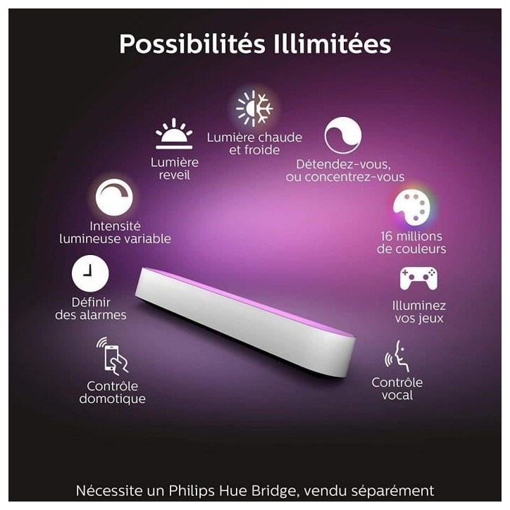 Lampe connectée Philips Hue Hue Play Pack x1 - Blanc Lampe connectée Philips Hue Hue Play Pack x1 - Blanc
