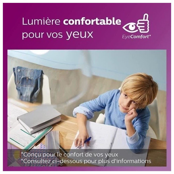 Philips, pack de 6 ampoules E27 LED transparentes 60W, blanc chaud