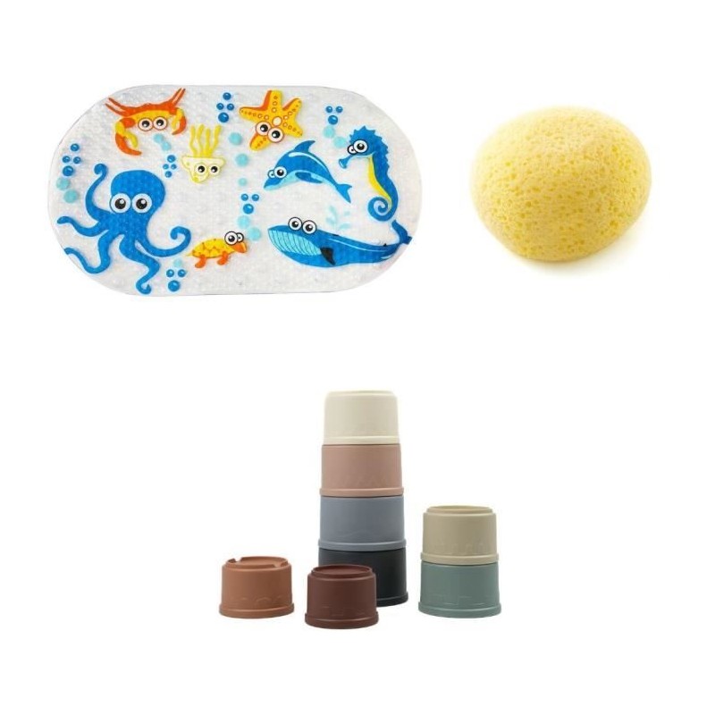 Pack accessoires de Bain - THERMOBABY - Tapis antidérapant - Eponge e Pack accessoires de Bain - THERMOBABY - Tapis antidérapant - Eponge e