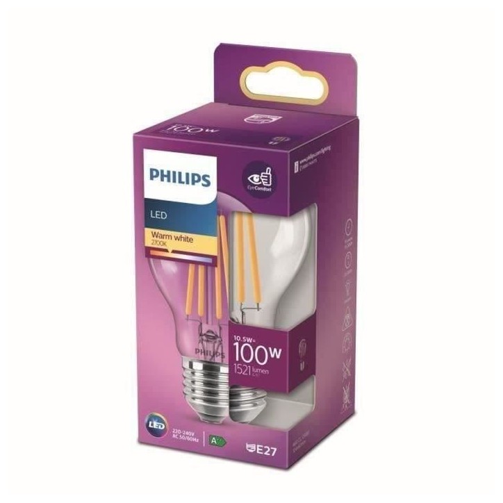 Ampoule LED PHILIPS Non dimmable - E27 - 100W - Blanc Chaud Ampoule LED PHILIPS Non dimmable - E27 - 100W - Blanc Chaud