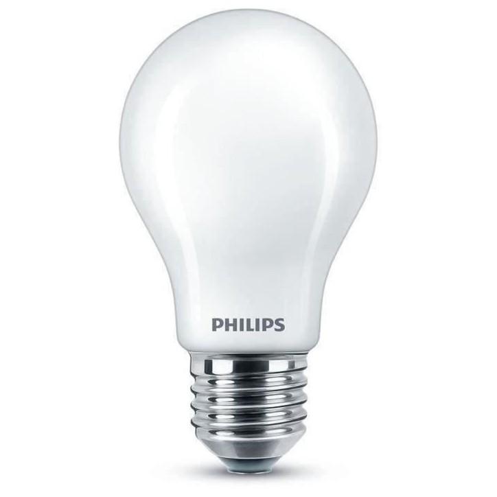 Ampoule standard LED PHILIPS Non dimmable - Verre dépoli - E27 - 60W - Blanc Chaud Ampoule standard LED PHILIPS Non dimmable - Verre dépoli - E27 - 60W - Blanc Chaud