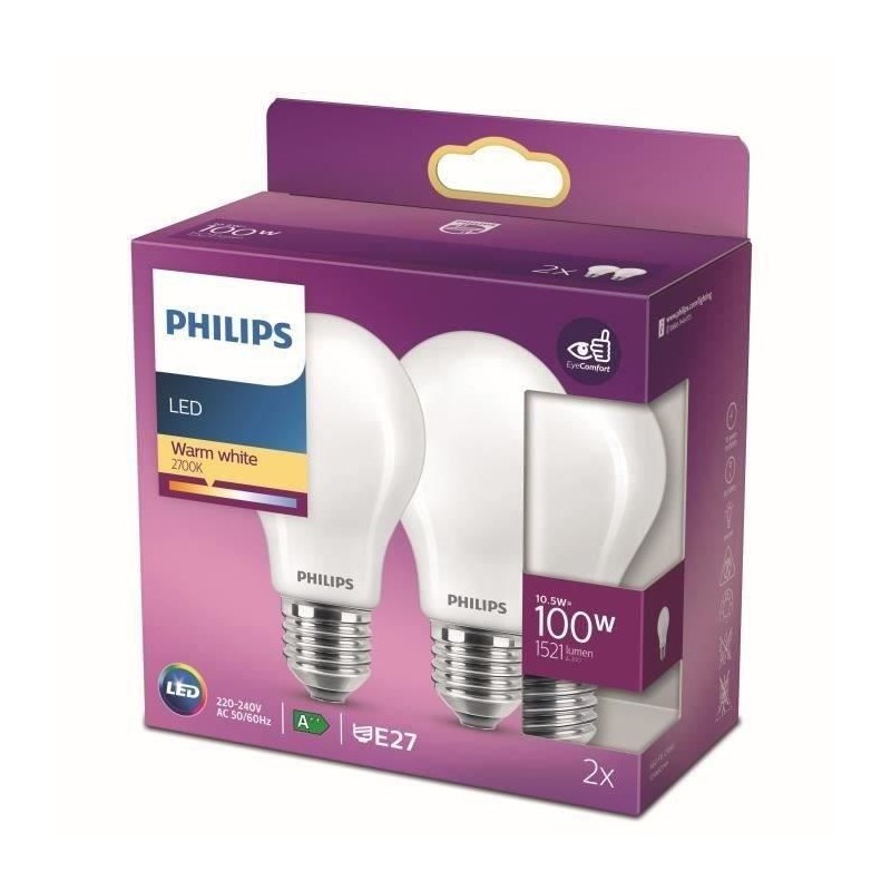 Philips ampoule LED Equivalent100W E27 Blanc chaud non dimmable, verre Philips ampoule LED Equivalent100W E27 Blanc chaud non dimmable, verre