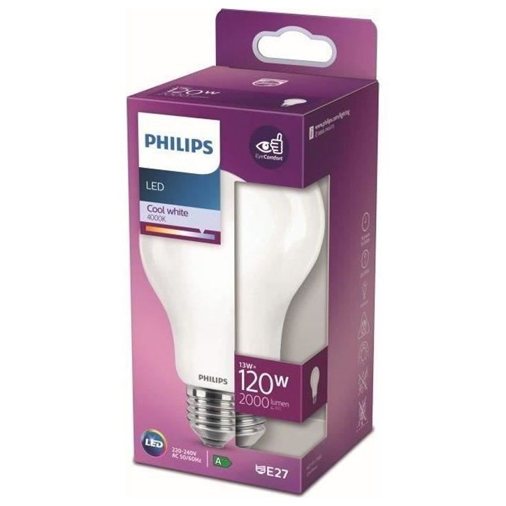 Philips Ampoule LED Equivalent 120W E27 Blanc froid Non Dimmable, verre Philips Ampoule LED Equivalent 120W E27 Blanc froid Non Dimmable, verre