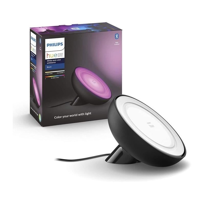 Philips Hue White & Color Ambiance, lampe Bloom, Noir, compatible Blue Philips Hue White & Color Ambiance, lampe Bloom, Noir, compatible Blue