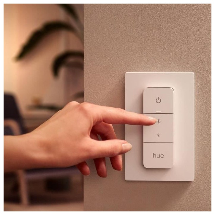 Accessoire pour lampe connectée Philips Hue Hue Dim Switch Télécommande nomade variateur de lumiere Accessoire pour lampe connectée Philips Hue Hue Dim Switch Télécommande nomade variateur de lumiere