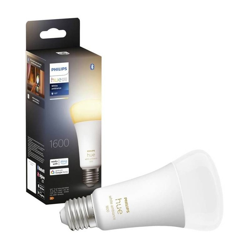 Philips Hue White Ambiance, ampoule LED connectée E27, Equivalent 100 Philips Hue White Ambiance, ampoule LED connectée E27, Equivalent 100