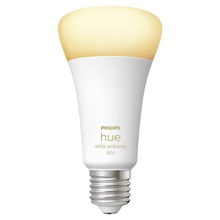 Philips Hue White Ambiance, ampoule LED connectée E27, Equivalent 100W, 1600 lumen, compatible Bluetooth Philips Hue White Ambiance, ampoule LED connectée E27, Equivalent 100W, 1600 lumen, compatible Bluetooth