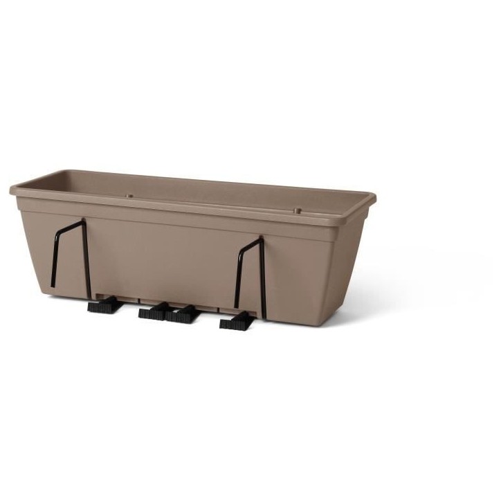 Kit jardiniere avec crochet en métal, réserve d'eau et écarteur pour les écoulements - GARDEN ID Smart - Taupe 50 cm