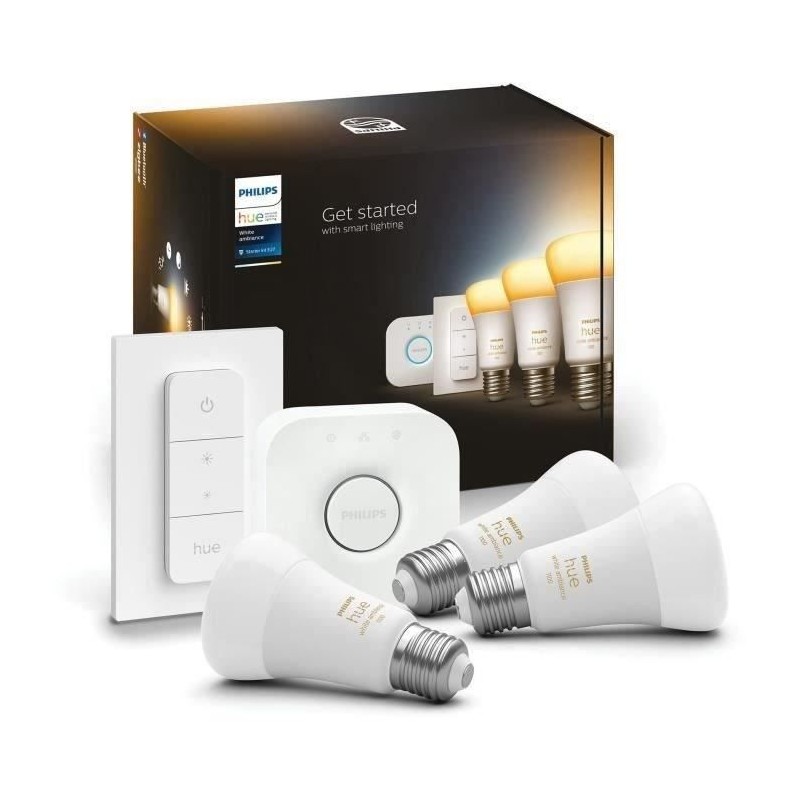 PHILIPS Hue White Ambiance Kit de démarrage ampoule LED connectée - PHILIPS Hue White Ambiance Kit de démarrage ampoule LED connectée -