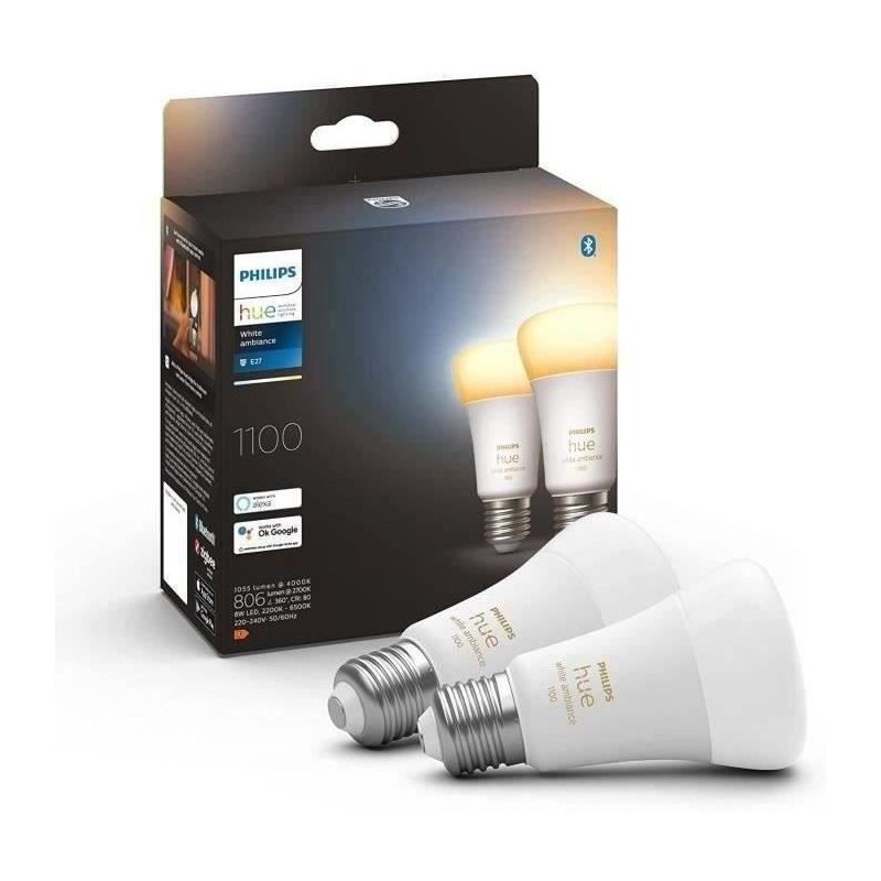 Philips Hue White Ambiance, ampoule LED connectée E27 équivalent 75W Philips Hue White Ambiance, ampoule LED connectée E27 équivalent 75W