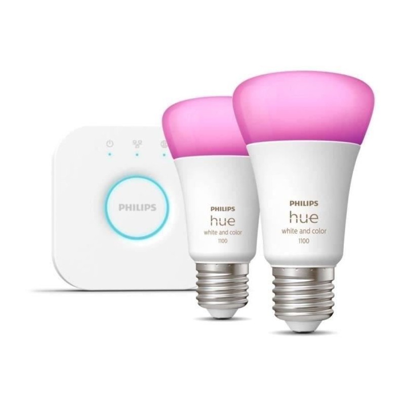 Philips Hue White and Color Ambiance, Kit de démarrage 2 ampoules E27 Philips Hue White and Color Ambiance, Kit de démarrage 2 ampoules E27