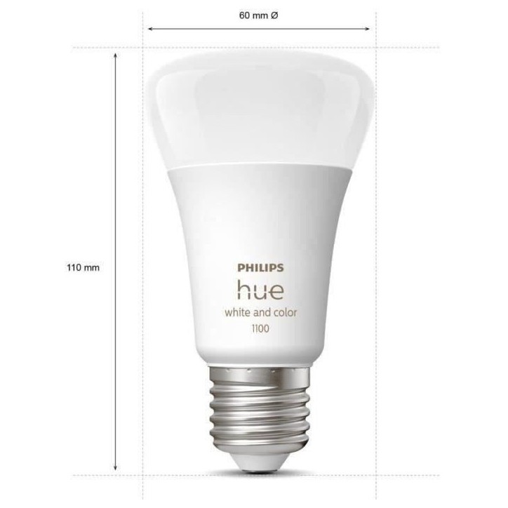 Philips Hue White and Color Ambiance, Kit de démarrage 2 ampoules E27, 75W, Bluetooth, fonctionne avec Alexa, Google et Homekit Philips Hue White and Color Ambiance, Kit de démarrage 2 ampoules E27, 75W, Bluetooth, fonctionne avec Alexa, Google et Homekit