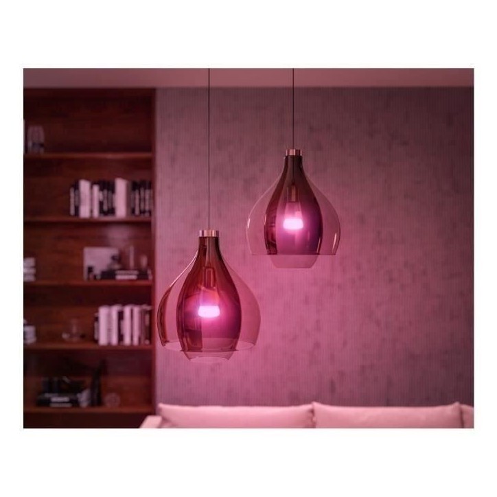 Philips Hue - Kit démarrage ampoule LED connectée White - 10,5W - Lot 2 E27 - Télécommande Hue Philips Hue - Kit démarrage ampoule LED connectée White - 10,5W - Lot 2 E27 - Télécommande Hue