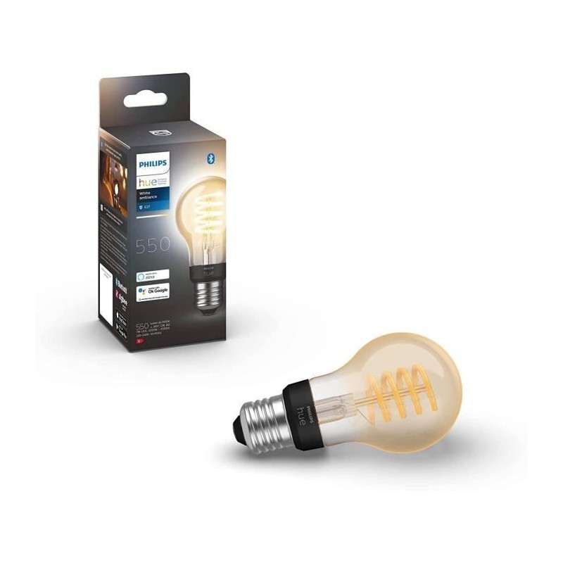 Philips Hue White Ambiance, ampoule LED connectée Filament E27, compa Philips Hue White Ambiance, ampoule LED connectée Filament E27, compa