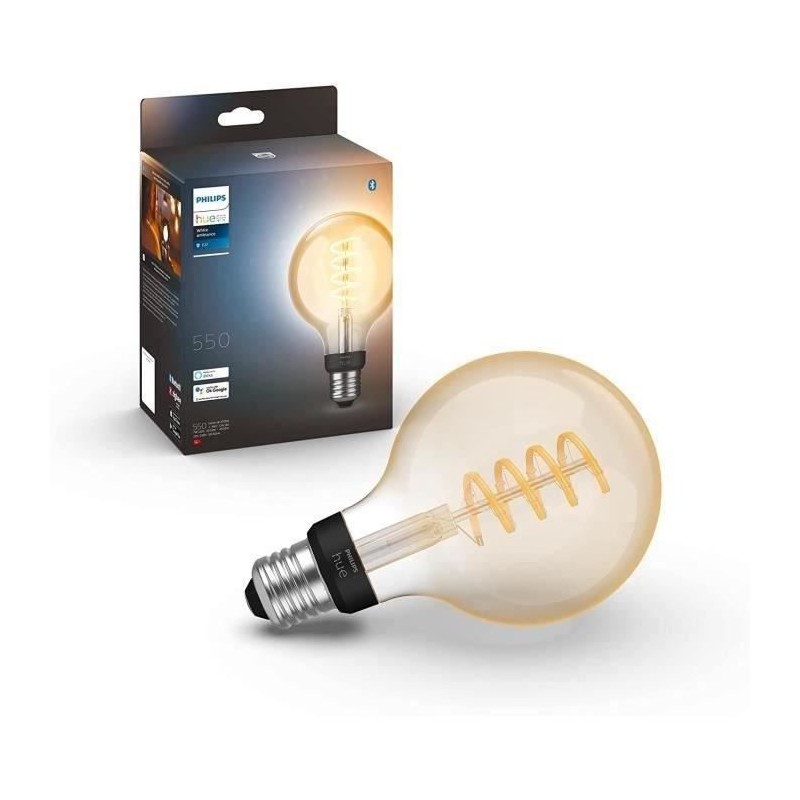 Philips Hue White Ambiance, ampoule LED connectée E27 Filament G93 Gl Philips Hue White Ambiance, ampoule LED connectée E27 Filament G93 Gl