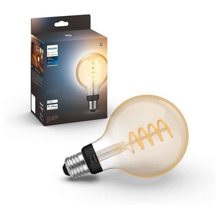 Philips Hue White Ambiance, ampoule LED connectée E27 Filament G93 Globe, Bluetooth, fonctionne avec Alexa, Google et Homekit Philips Hue White Ambiance, ampoule LED connectée E27 Filament G93 Globe, Bluetooth, fonctionne avec Alexa, Google et Homekit