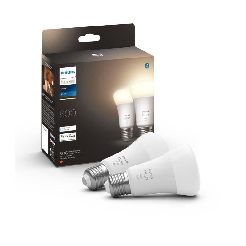 PHILIPS Hue White Ampoules LED connectées E27 - Compatible Bluetooth PHILIPS Hue White Ampoules LED connectées E27 - Compatible Bluetooth