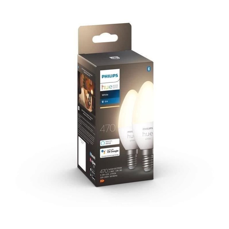 Ampoules connectées Philips Hue HW 5.5W E14 x2 Ampoules connectées Philips Hue HW 5.5W E14 x2