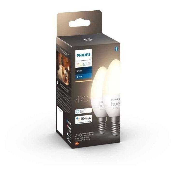 Ampoules connectées Philips Hue HW 5.5W E14 x2