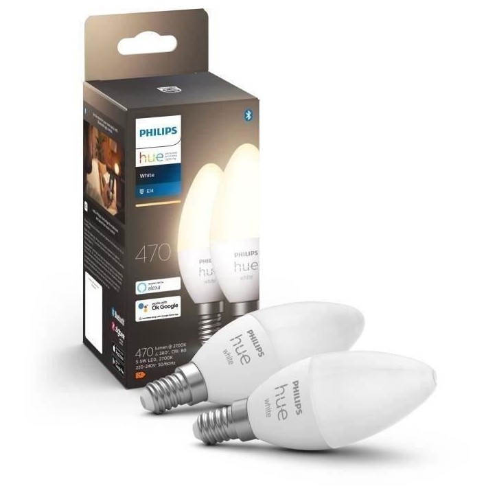 Ampoules connectées Philips Hue HW 5.5W E14 x2
