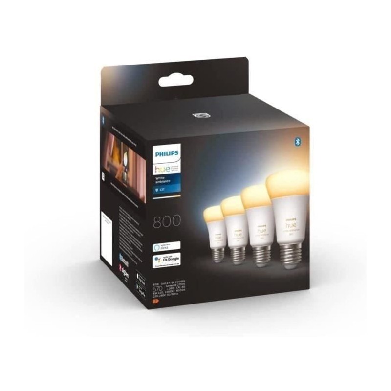 Philips Hue White Ambiance, ampoule LED connectée E27, équivalent 60