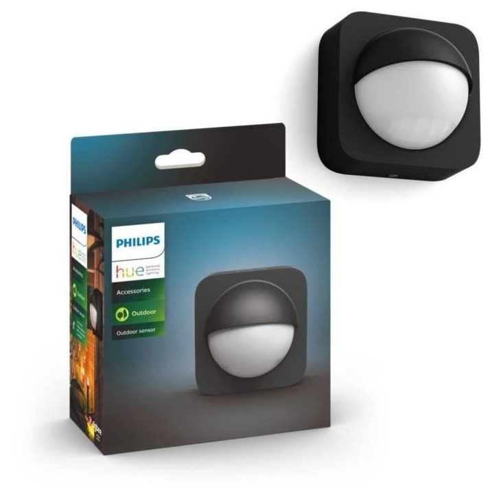 Détecteur de mouvement extérieur Philips Hue - PHILIPS - Outdoor Sensor - Noir - Alexa - Angle de détection 160°