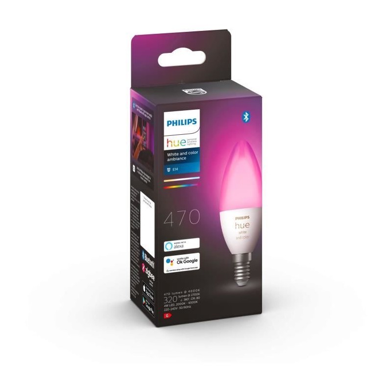 Ampoules connectées Philips Hue White and color flamme E14 Ampoules connectées Philips Hue White and color flamme E14