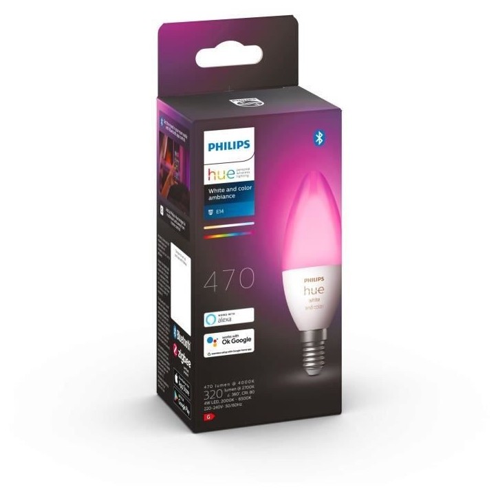 Ampoules connectées Philips Hue White and color flamme E14 Ampoules connectées Philips Hue White and color flamme E14