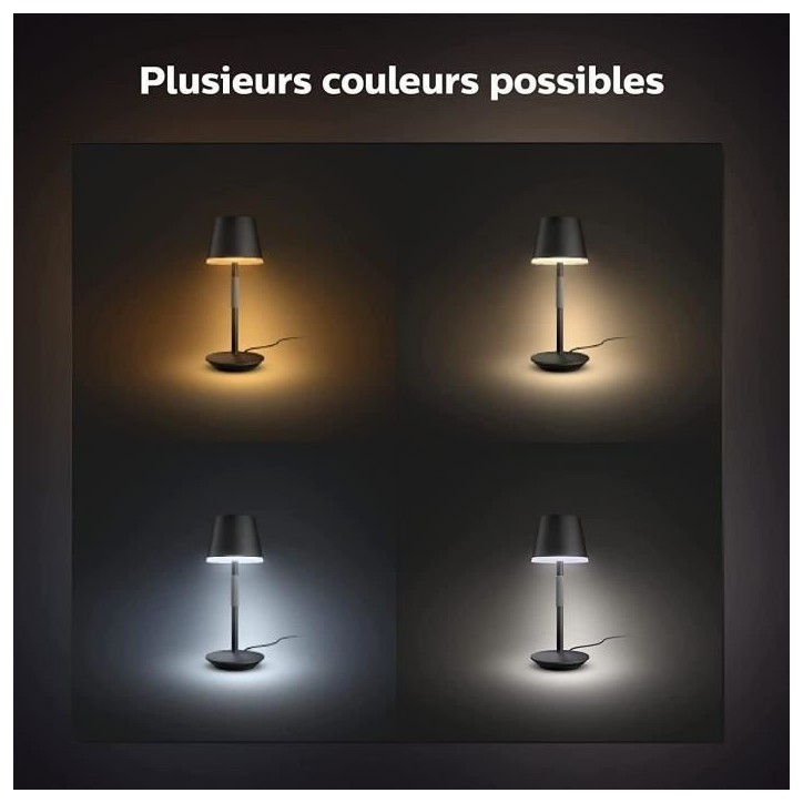 Philips White and Color Ambiance, lampe a poser portable Hue Belle, compatible Bluetooth, blanche Philips White and Color Ambiance, lampe a poser portable Hue Belle, compatible Bluetooth, blanche