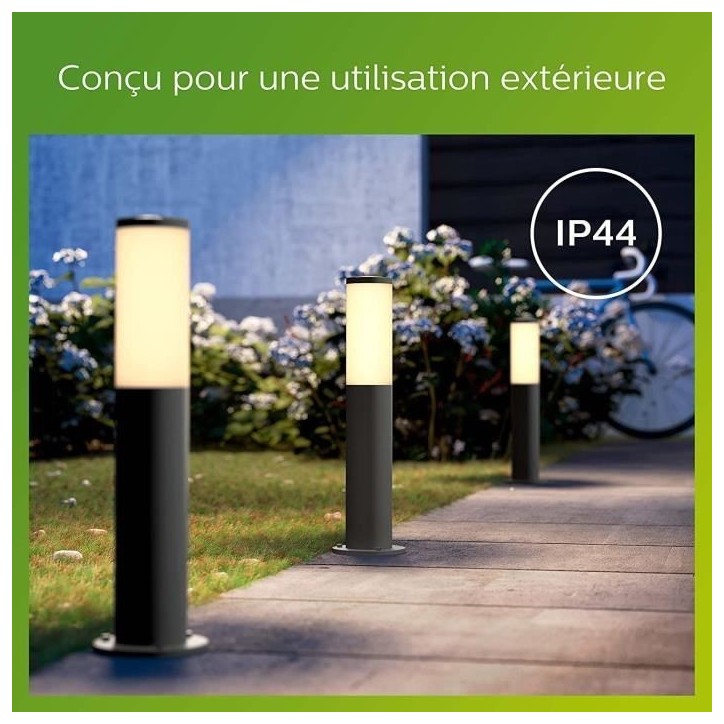 Borne extérieure PHILIPS Utrecht - Métal - LED - 1x20W - Gris - Contemporain - Design