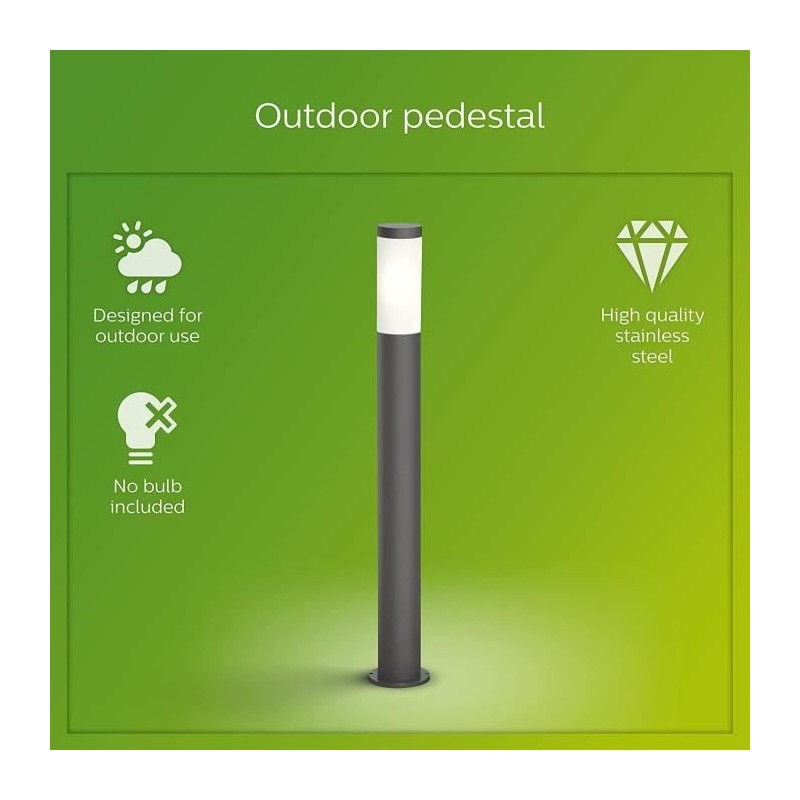 Lampadaire d'extérieur PHILIPS UTRECHT - Anthracite - 20W - Résistan Lampadaire d'extérieur PHILIPS UTRECHT - Anthracite - 20W - Résistan