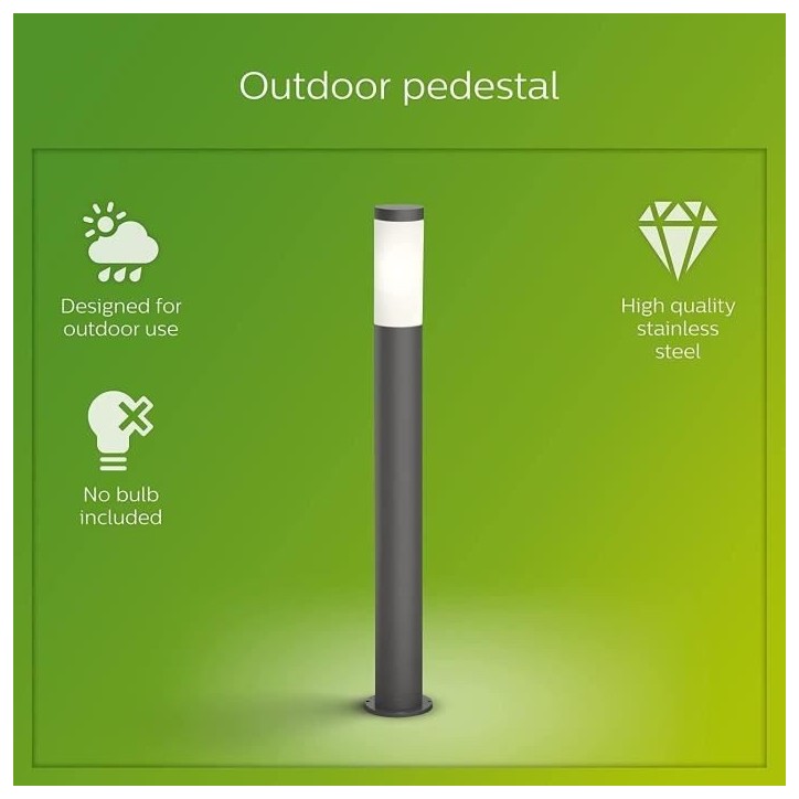 Lampadaire d'extérieur PHILIPS UTRECHT - Anthracite - 20W - Résistant aux intempéries Lampadaire d'extérieur PHILIPS UTRECHT - Anthracite - 20W - Résistant aux intempéries