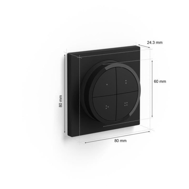 Télécommande Philips Hue Tap Dial Switch - Noir - Contrôle multi-pieces - Compatible Alexa - Intérieur - Pile Télécommande Philips Hue Tap Dial Switch - Noir - Contrôle multi-pieces - Compatible Alexa - Intérieur - Pile
