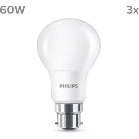 Ampoule LED - PHILIPS - 60 W - B22 - Blanc chaud - Dépolie - Non-Dimm
