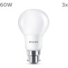 Ampoule LED - PHILIPS - 60 W - B22 - Blanc chaud - Dépolie - Non-Dimm