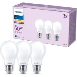 Ampoule LED - PHILIPS - Classic - 60 W - A60 E27 - Blanc chaud - Non d
