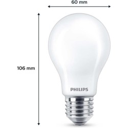 Ampoule LED - PHILIPS - Classic - 60 W - A60 E27 - Blanc chaud - Non d